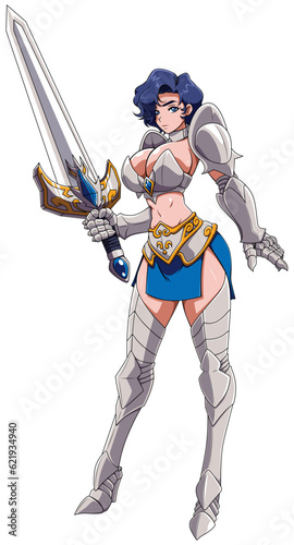 Anime Female Knight on White