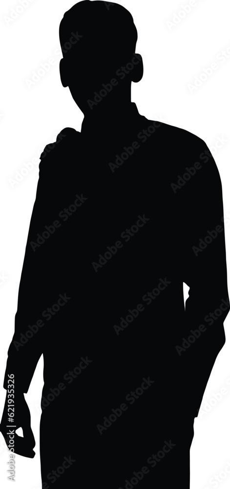 South Indian man standing. flat style silhouette design