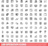 100 operation icons set. Outline illustration of 100 operation icons vector set isolated on white background