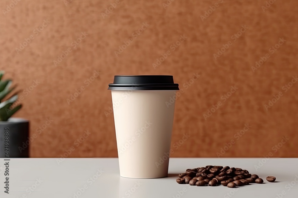 plastic coffee cup mock up. empty cup on minimalistic background plastic coffee cup mock up. empty cup on minimalistic background