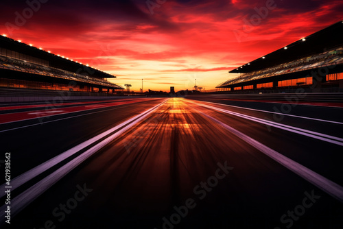 Race track at sunset. Generative AI © Artsiom P