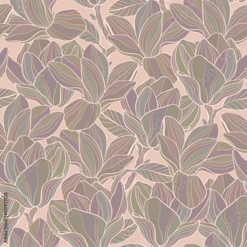 Floral seamless pattern with Magnolia flowers