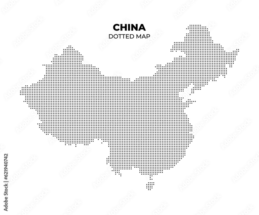 black halftone dotted china map illustration vector