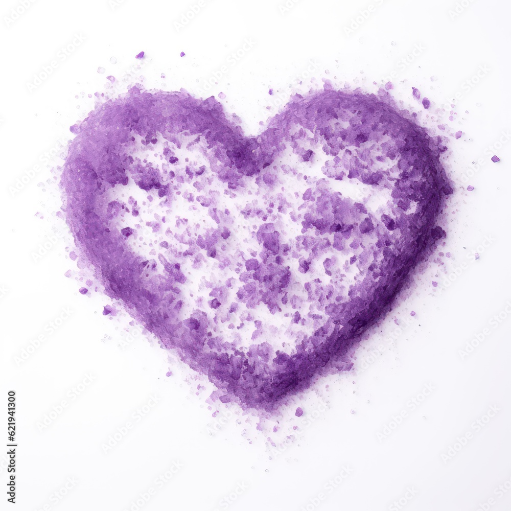 purple snow heart on a white background 