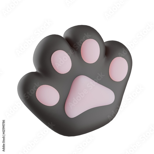 3d Icon pet paw isolate on white