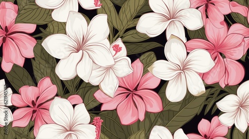 Seamless Vintage Tropical Flowers