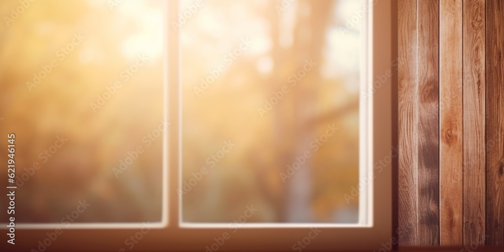 Fototapeta premium Blurred mirror window house copy space. AI Generated,