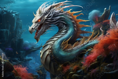 Enchanting Sea Dragon A Nature-Fantasy Inspired Creation. Generative AI © Flowstudio
