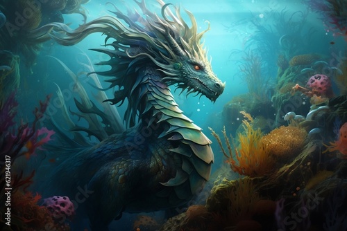 Enchanting Sea Dragon A Nature-Fantasy Inspired Creation. Generative AI © Flowstudio
