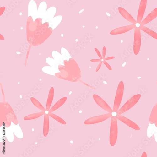 Seamless pattern of pink flowers background