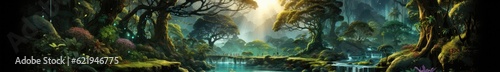 A vivid, hyper-realistic image of a lush, thriving rainforest untouched by human hands generative ai