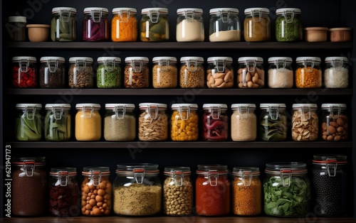 A Well-Organized and Fully-Stocked Home Pantry. Generative AI