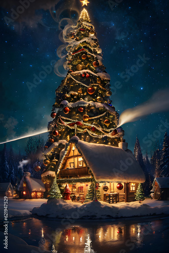 Christmas Village Card Illustration