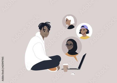 Video call conference, working from home, remote work, business discussion