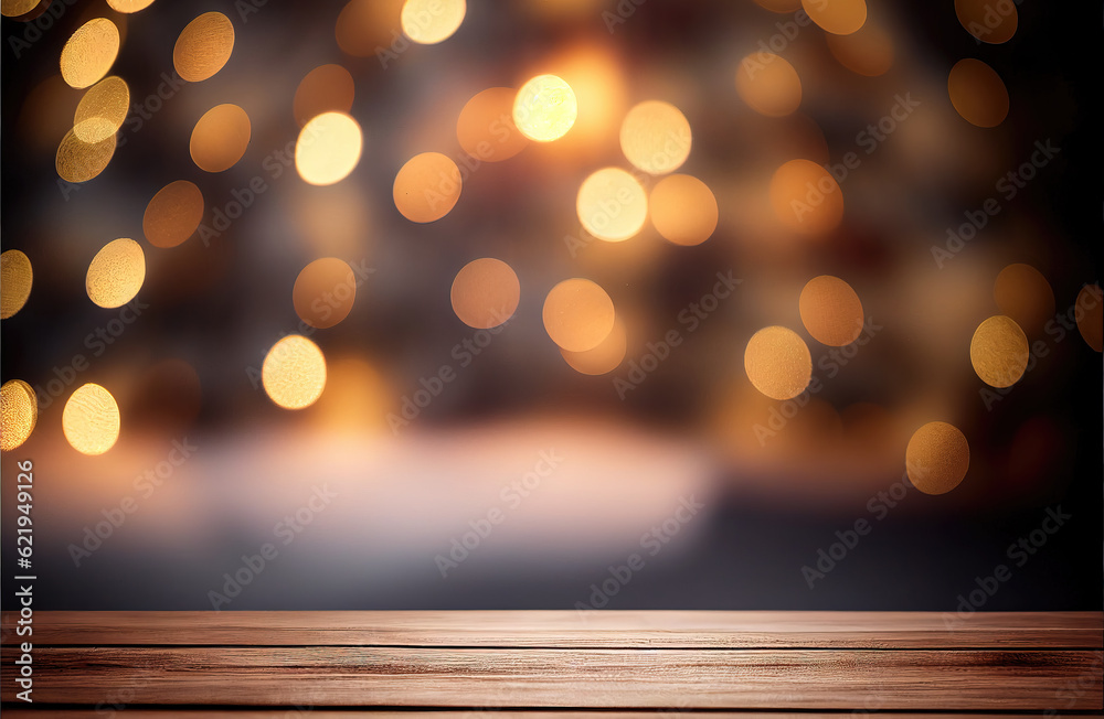 christmas lights. wooden table. generative AI
christmas lights. wooden table. generative AI
