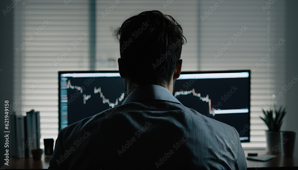 Stock trader in despair, collapse of assets and stock exchanges	
