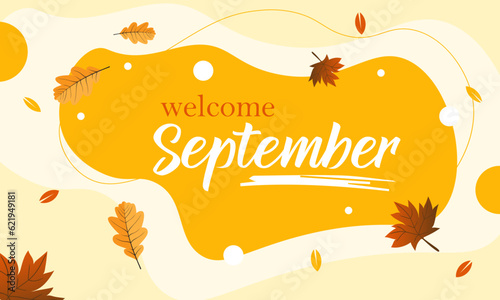 hello september vector illustration. suitable for card, banner, or poster