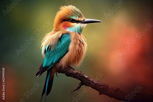 A splendid bird gracefully perched on a branch, Generative Ai