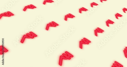 Moving, glowing Indian rupee symbols on a beige background, 4K animation.
