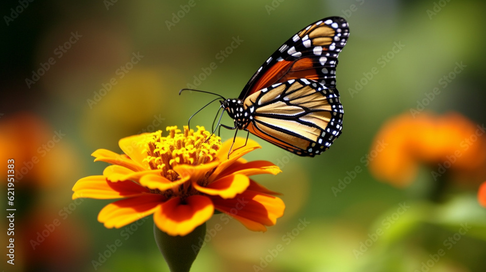 Monarch butterfly on flower Generative AI