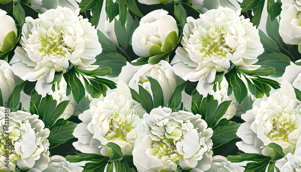 bouquet of white roses seamless pattern 