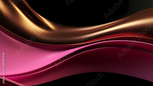 Abstract Black Pink Gold curve shapes background. luxury wave. Smooth and clean subtle texture creative design. Suit for poster, brochure, presentation, website, flyer. vector abstract design element