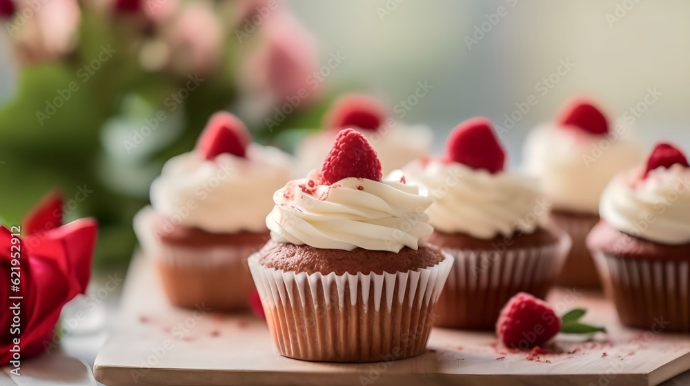 Red velvet mini cupcakes, dessert idea for Valentines day
