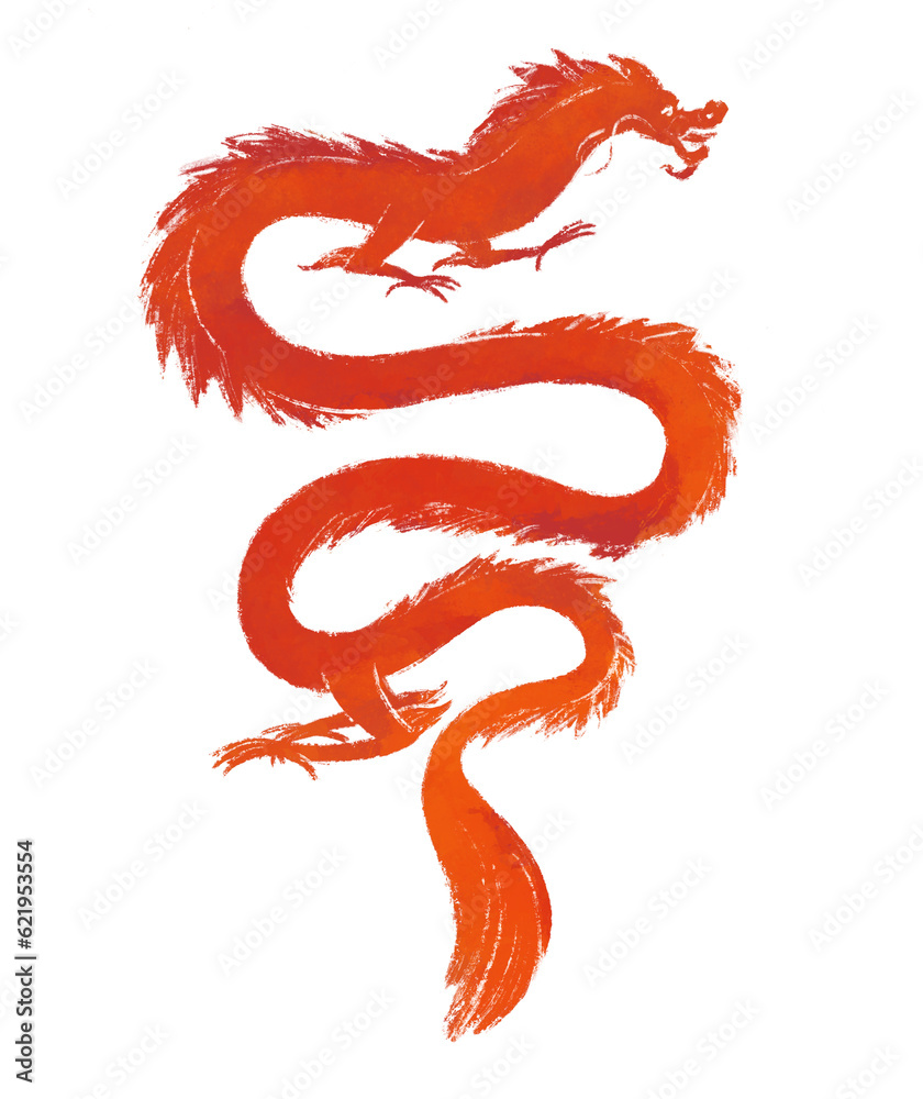 Fototapeta premium Red chinese dragon isolated on white