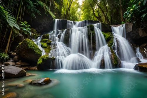 waterfall in the jungle generated with AI © feroooz arts