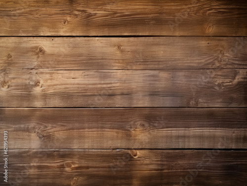 Old dark brown wood with horizontal planks, natural, grunge style, boards, top view, background wallpaper. AI generation