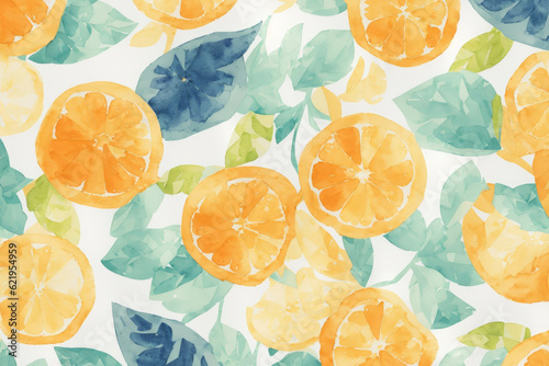 citrus orange watercolor background, generative ai