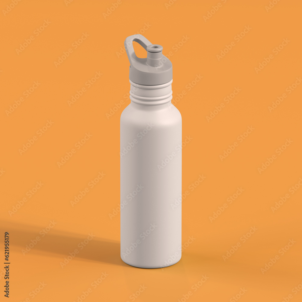 Monochrome Bottle on Orange Background, 3d Rendering Monochrome Bottle on Orange Background, 3d Rendering
