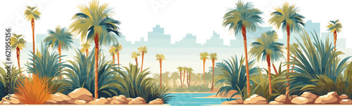 desert oasis with palm trees vector simple 3d isolated illustration © Zaharia Levy