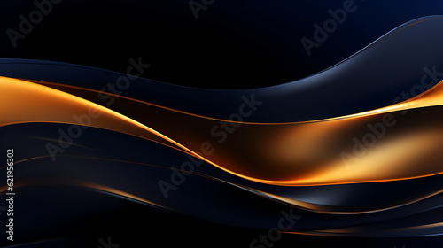 Abstract dark blue gold curve shapes background. luxury wave. Smooth and clean subtle texture creative design. Suit for poster, brochure, presentation, website, flyer. vector abstract design element