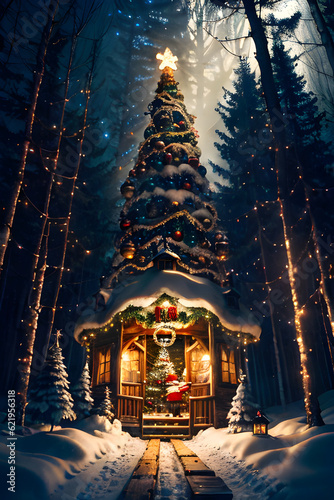 Santas Grotto Christmas Card Illustration