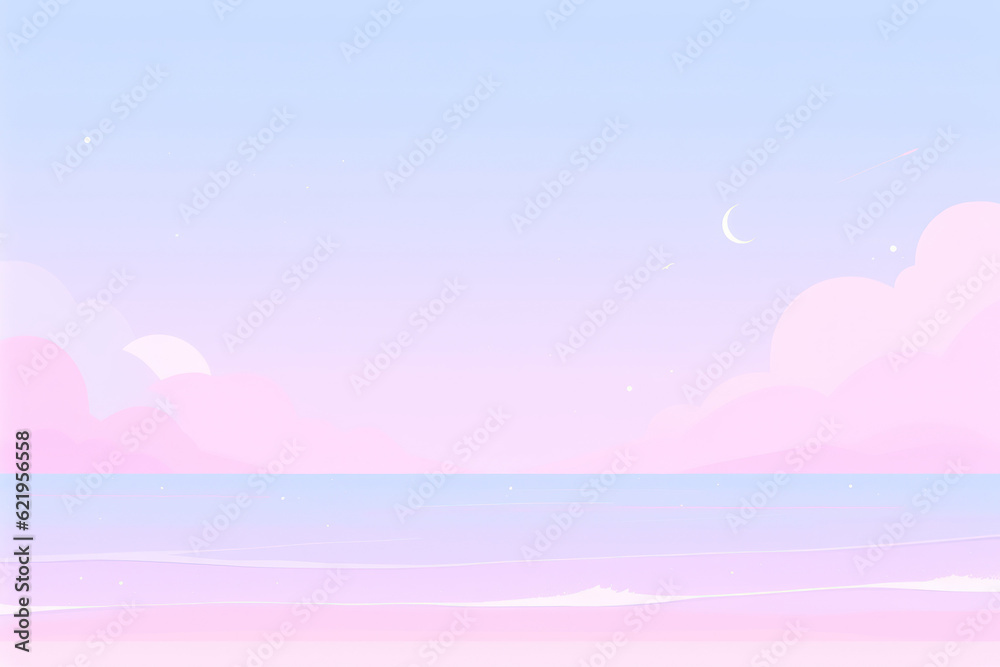 Drawing minimal pastel tropical beach background. Summer concept. Generative ai.