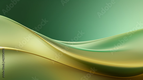 Abstract Green gold curve shapes background. luxury wave. Smooth and clean subtle texture creative design. Suit for poster, brochure, presentation, website, flyer. vector abstract design element