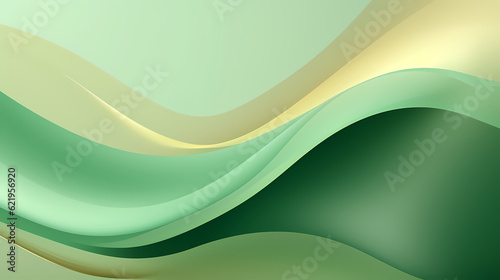Abstract Green gold curve shapes background. luxury wave. Smooth and clean subtle texture creative design. Suit for poster, brochure, presentation, website, flyer. vector abstract design element © panida