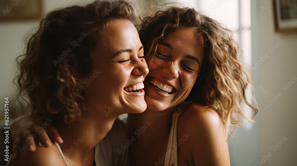 couple looking at each other lesbian Generative Ai