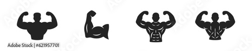 Muscle flat vector icon set