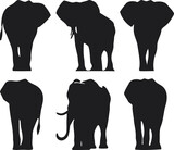 Elephant silhouettes in various poses