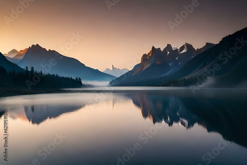 sunrise over the lake generated ai © AD Collections