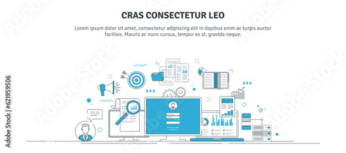 Vector illustration of businessman interface with login and password access to confidential business information, secure internet network, Protection and privacy of documents. Thin line icons design.