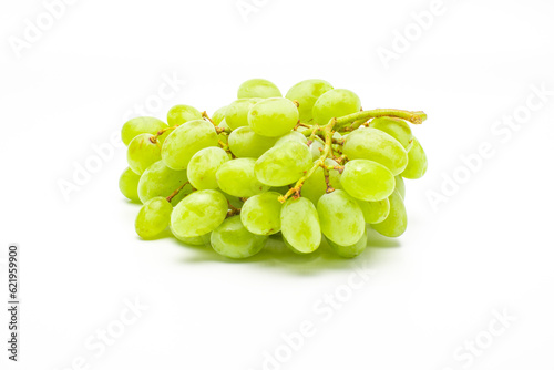 Green Grapes Isolated. Realistic Green Grapes on a White Background.