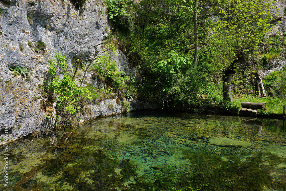 Lautertopf; Lauterquelle; Kleine Lauter bei Blaustein-Herrlingen, Schwäbische Alb