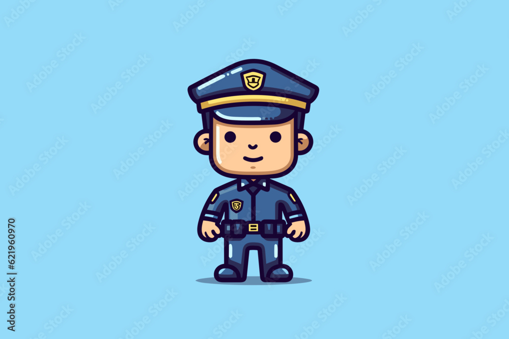 Doodle inspired School resource officer, cartoon sticker, sketch ...