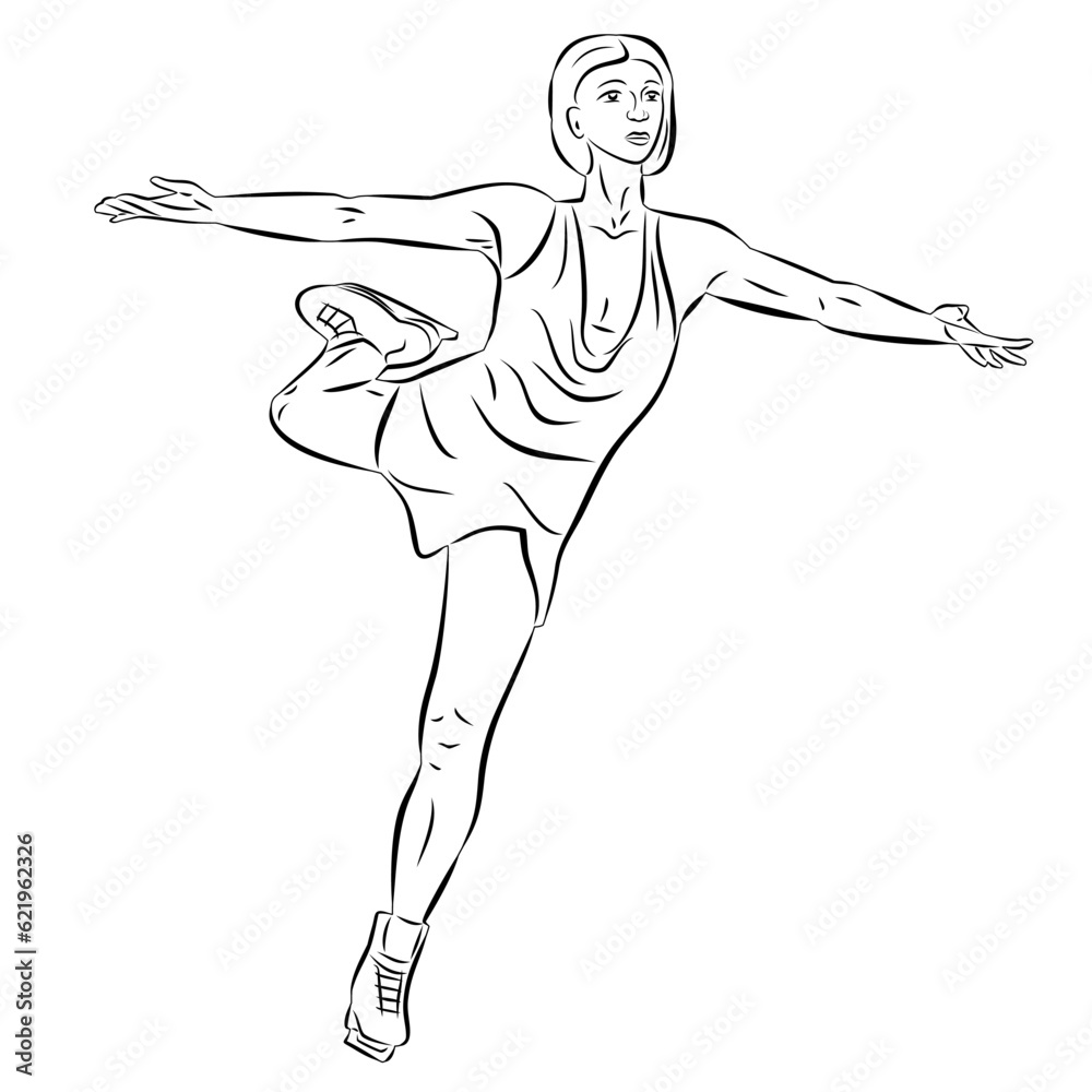 illustration of a woman figure skater , vector drawing illustration of a woman figure skater , vector drawing