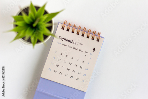 Desktop calendar for September 2023. Calendar for planning and managing each date.