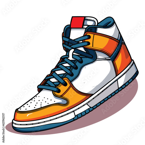 Cool sneakers vector with white background