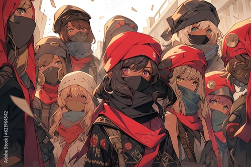 Zapatista Heroes: Join a band of rebellious anime revolutionaries, inspired by the ideals of Emiliano Zapata mexican revolution illustration anime illustration generative ai photo